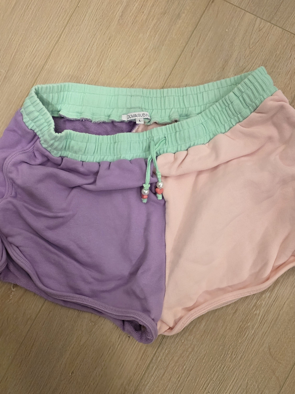 OLIVIA RUBIN Pastel Colorblock Lounge Shorts - Mint, Lavender & Peach